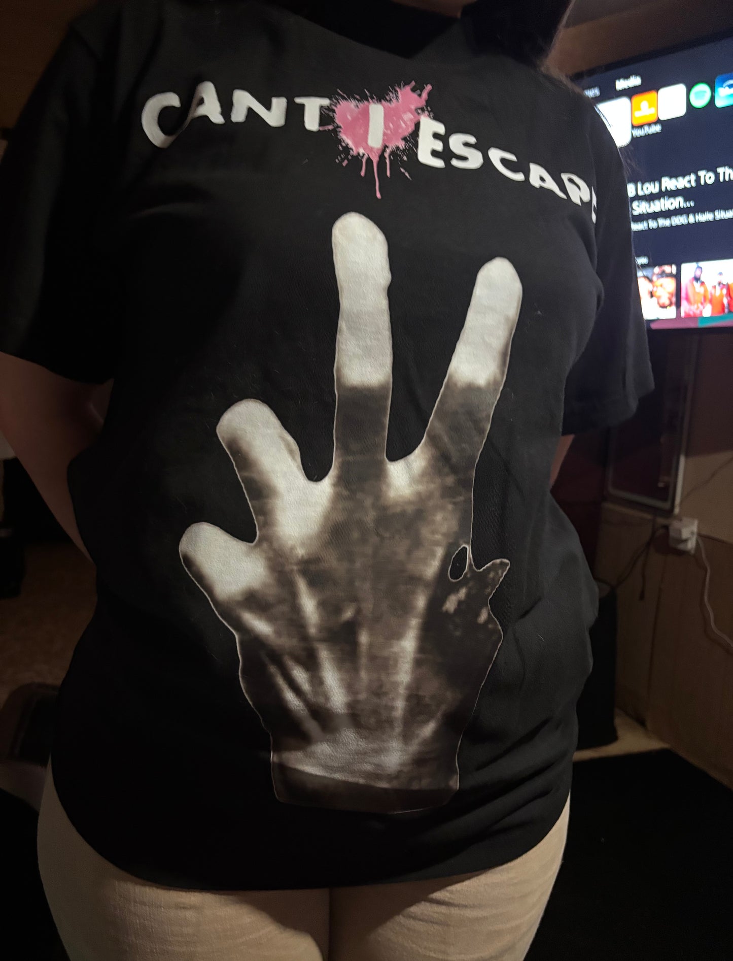 I CANT ESCAPE-LEFT 4 DEAD PINK BLOOD TEE
