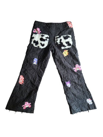 I CANT ESCAPE 1of1 Hand stitched Care Kitty Cow Fur Pants (ADJUSTABLE WAIST)